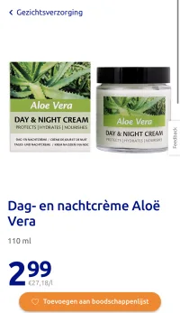De Tuinen Aloe Vera Dag En Nachtcrème 120ml - review image